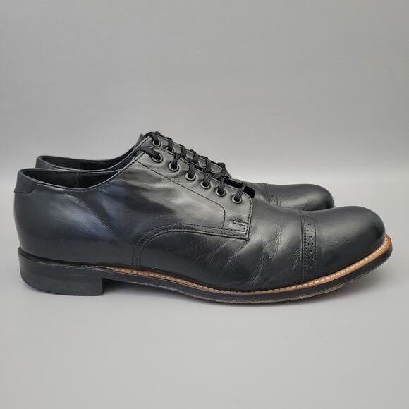 VTG Stacy Adams Madison Oxfords Shoes Mens Size 9.5 D Black Leather Cap Toe main image 8